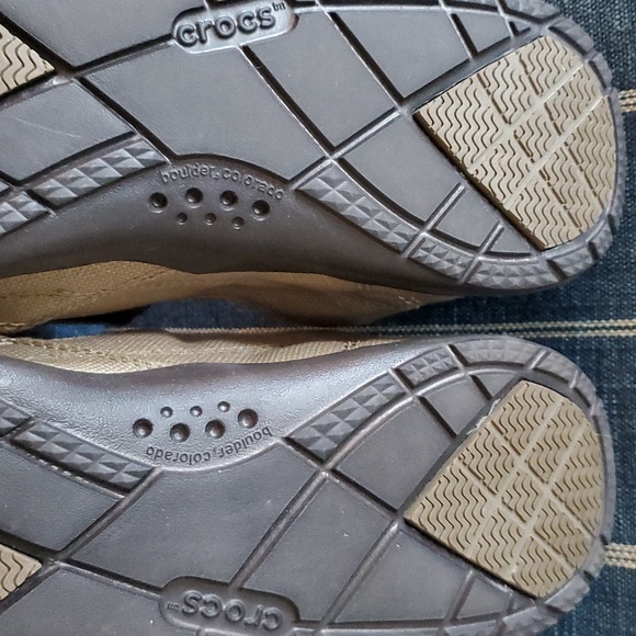 Crocs Walu Shoes Men's Size 11 Khaki Tan Brown Canvas Loafer Slip On - Picture 7 of 9